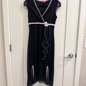 Ruby Rox Black Maxi Dress with Pink Trim
